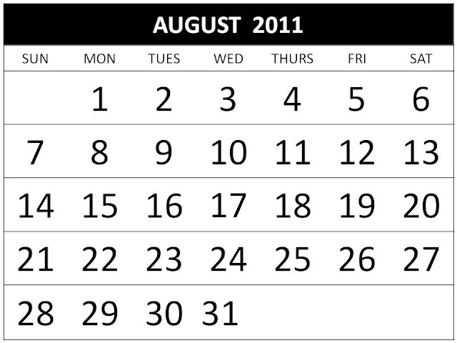 august calendar 2011. august calendar 2011 printable