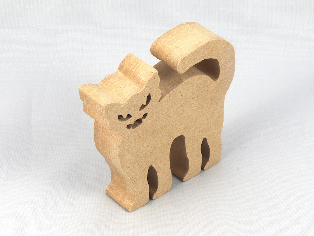 Wood Halloween Cat Cutout Unfinished Handmade