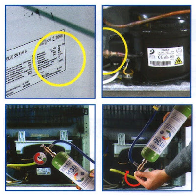 Fridge freezer system recharging - regassing - top up