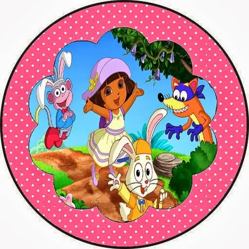 Toppers, stickers o etiquetas de Dora Exploradora para Imprimir Gratis.