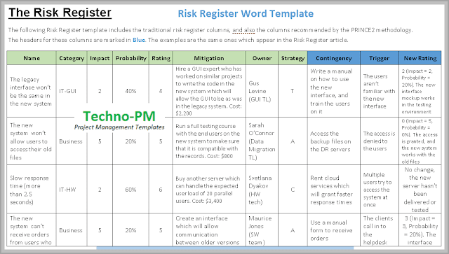 Risk Register Template Excel Free Download Project Management Templates