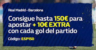 william hill Promoción de Bienvenida 150€ + 10€ por gol especial Clásico 25-27 febrero