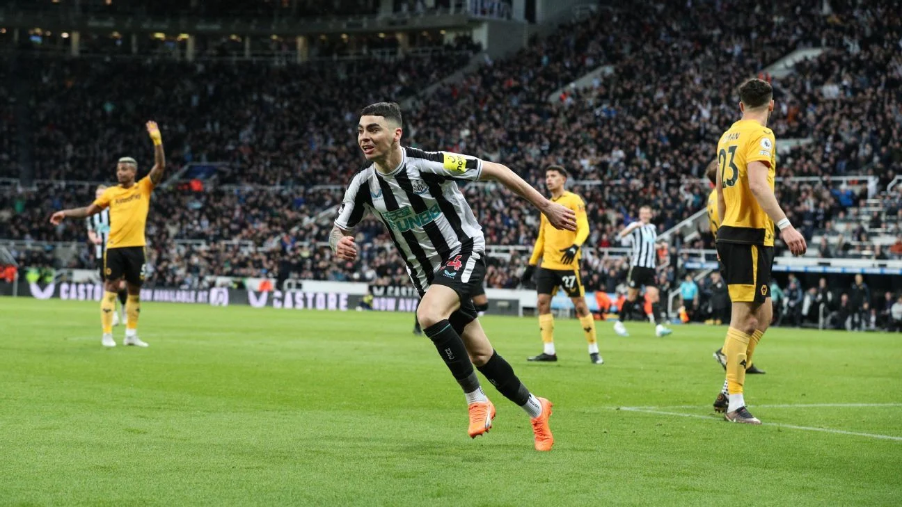 Miguel Almiron came off the bench to secure a 2-1 victory for Newcastle over Wolves as they rise to fifth