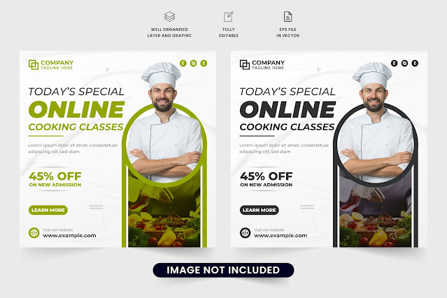 Chef training social media post vector free download