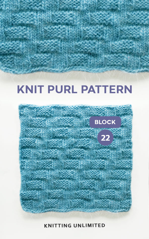 🧶 Waffle Rib Knit Purl block 21 🆓 Knitting Unlimited