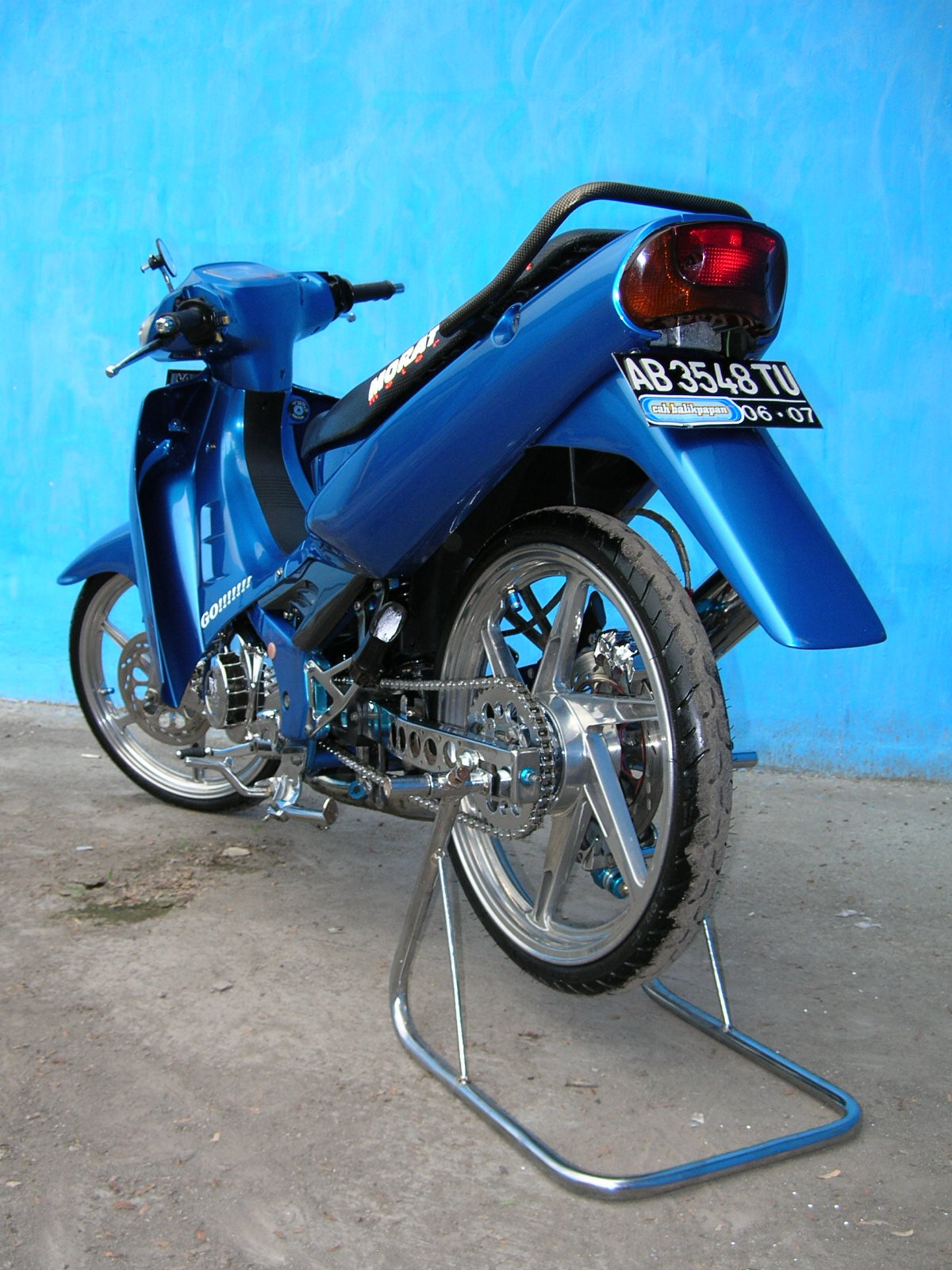 Lbju Modif Suzuki Satria Blue Color Airbrush