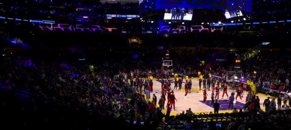 NBA players in action during the intense 2025 Hawks vs Lakers game