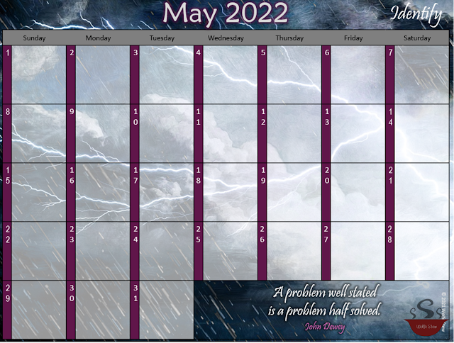 Storm raging in the background, calendar in foreground, quote on the bottom right corner.