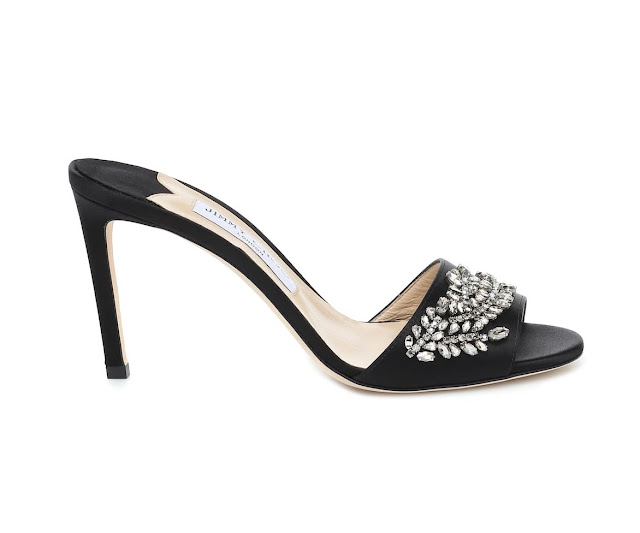 Jimmy Choo Stacey Embellished Satin Sandals in Black and Yellow