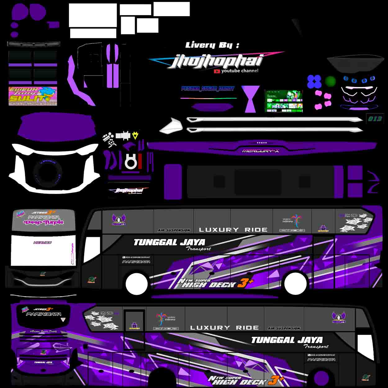 download livery bussid tunggal jaya deep purple