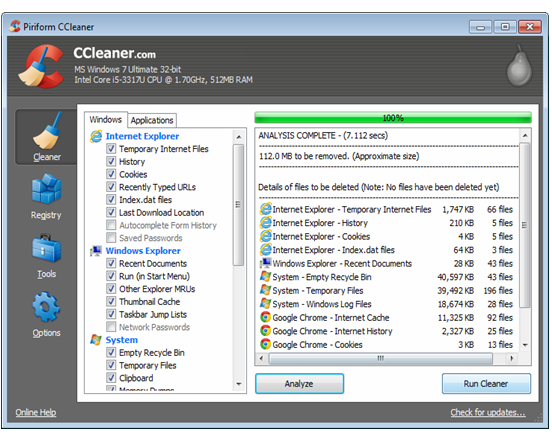CCleaner برامج تنظيف الكمبيوتر الملفات المؤقتة تسريع الكمبيوتر التخلص من