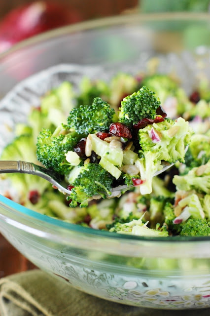 Broccoli Salad with Bacon & Dried Cranberries ~ This version of broccoli salad is packed with great flavor.  Perfect for all those cookouts, church socials, picnics, and potlucks!   www.thekitchenismyplayground.com