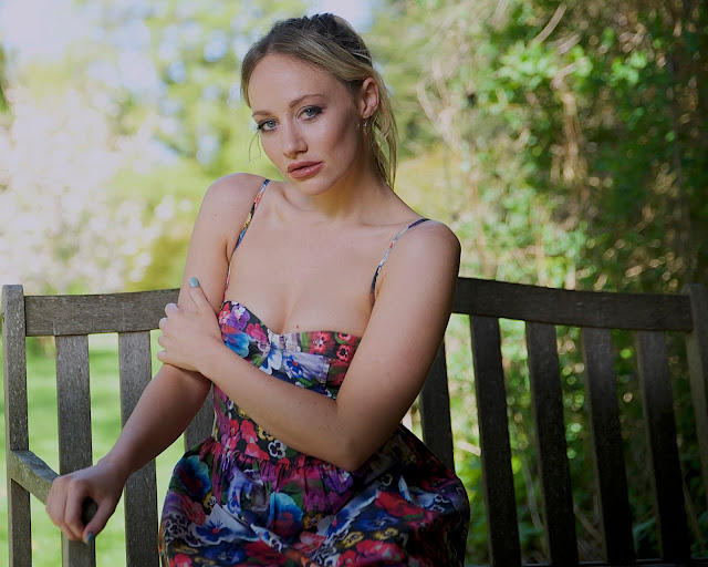 on the veranda using a softbox flowery dress