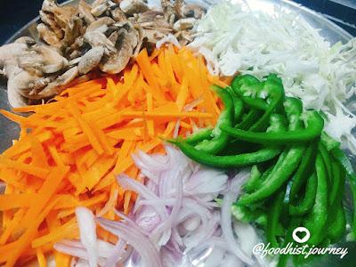 Sliced Veggies for Hakka noodles