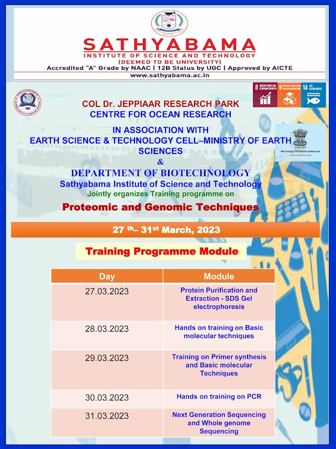 TRAINING PROGRAMME ON PROTEOMIC AND GENOMIC TECHNIQUES  | 27th – 31st March, 2023