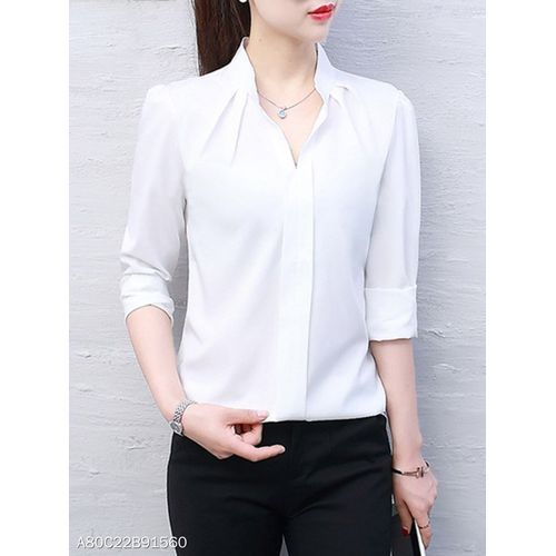 Sun Set Full Sleeves Elegant Blouse - White