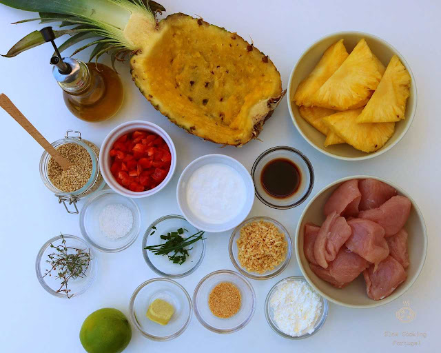 Ingredientes para peru tropical na slow coocoer