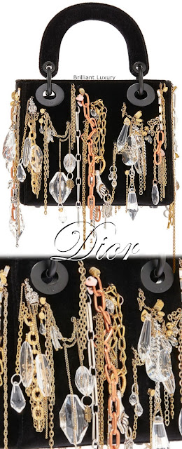 ♦Lady Dior bag, black velvet embroidered with chains-jewellery in ultra black finish metal, designer Isabelle Cornaro