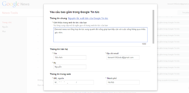 đăng kí Google News