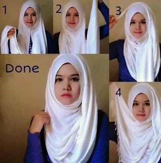 Tutorial hijab pashmina wajah bulat sederhana