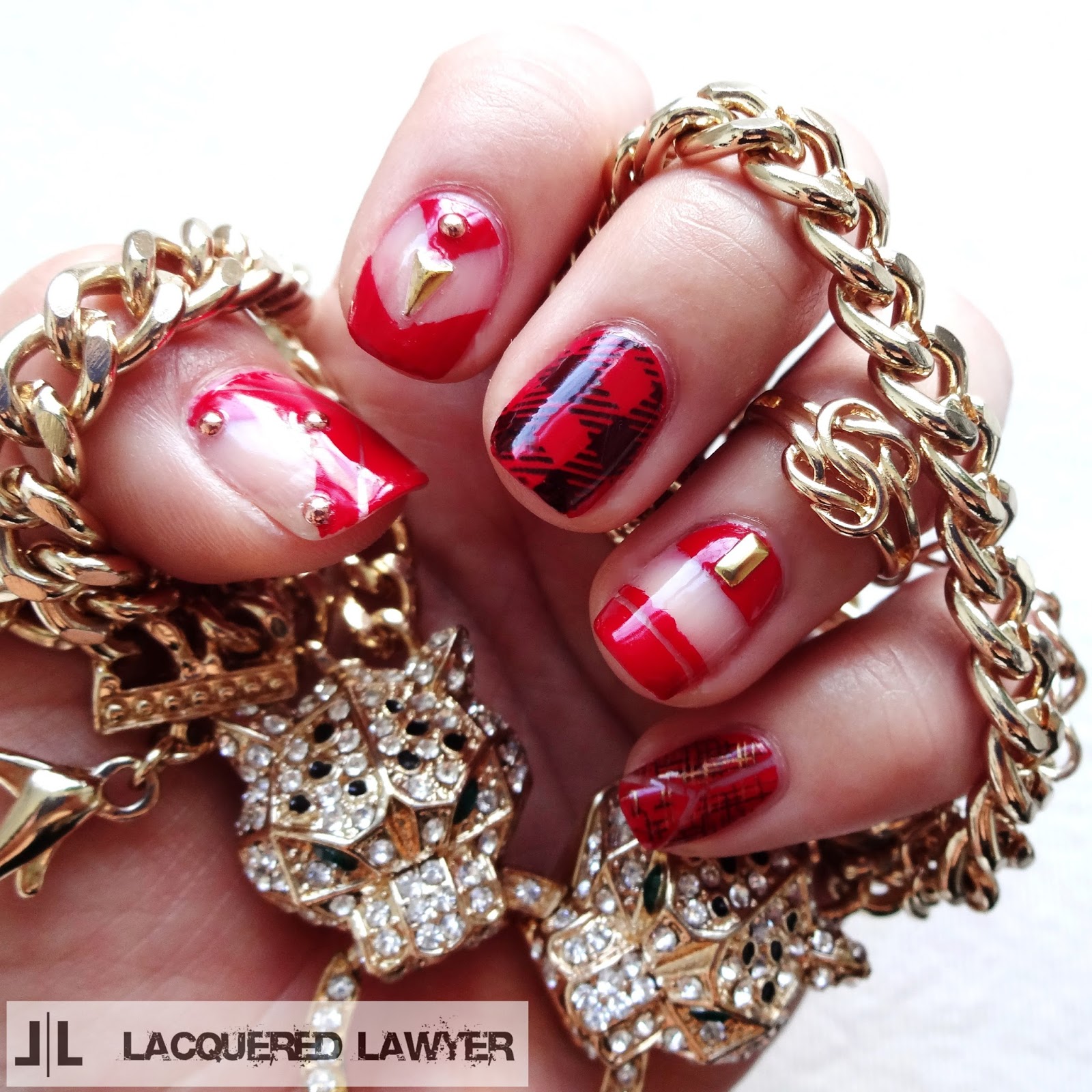 Red Plaid Nail Art