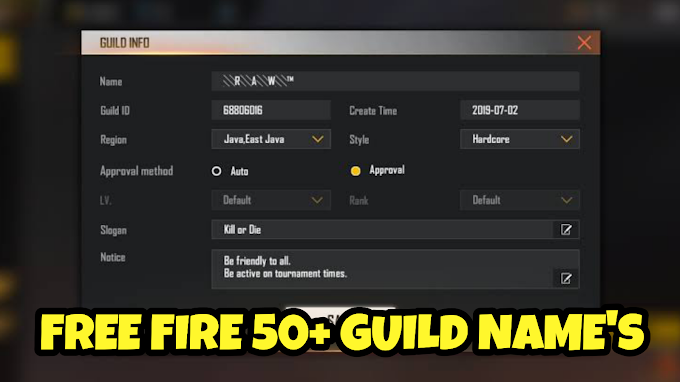Free Fire Top 50+ Guild Stylish Name's Latest 2021
