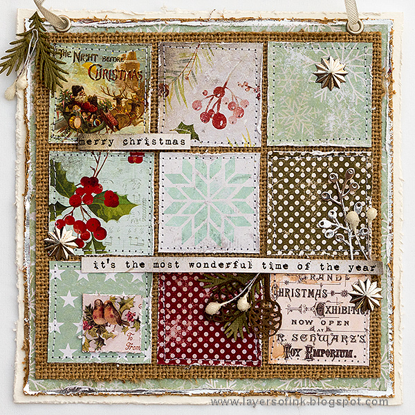 Layers of ink - Christmas Patchwork Wall-hanger by Anna-Karin Evaldsson with Tim Holtz idea-ology