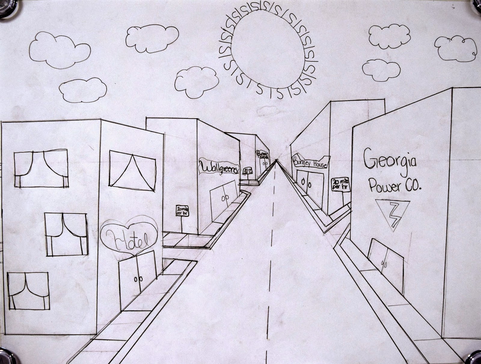 One Point Perspective Streetscapes 2 0 5th Art With Mrs Nguyen