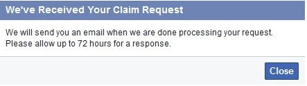 Facebook received claim request