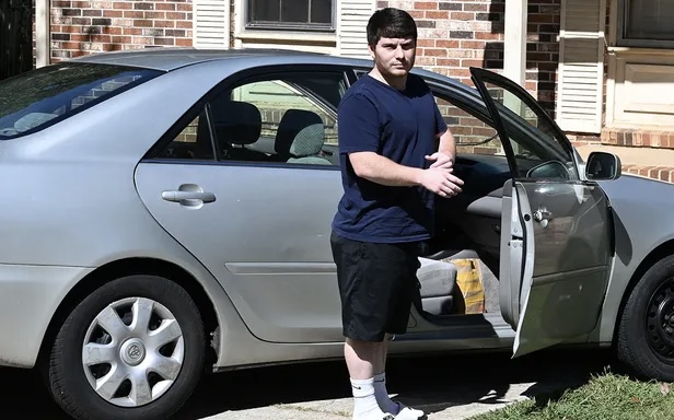 Andrew Tyler Giegerich are seen outside of his residence in Atlanta, Georgia on Friday, September 23, 2022. His girlfriend, Amanda Bearden's mother, Debbie Collier, was the victim of a brutal murder, her body found on September 11, 2022.  (Mark Sims for Newsreedom)