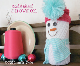 Crochet Thread Snowmen via http://deniseonawhim.blogspot.com