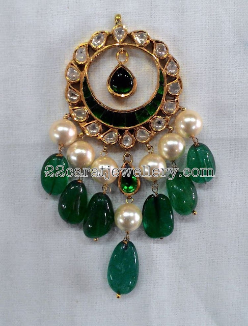 Emerald Stylish Jhumkas and Maang Tikka 