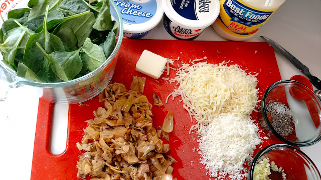 Ingredients for Spinach Artichoke Dip Sheet Pan Nachos