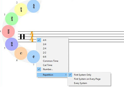 Changing time signatures in Crescendo Music Notation Software