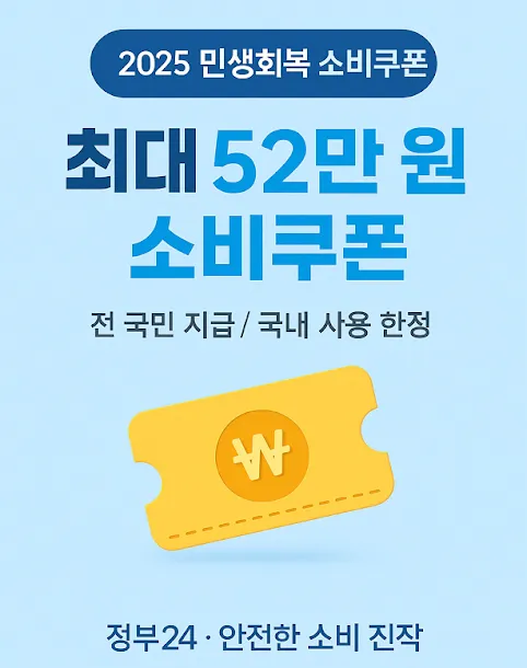 2025 민생회복 소비쿠폰 지급 대상과 금액 최대 52만원 받는 조건은