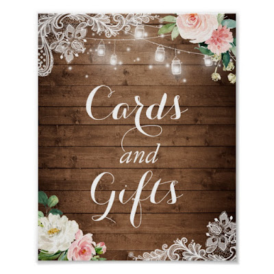  Cards and Gifts Sign | Mason Jar Lights Floral