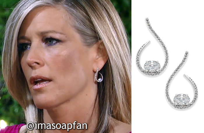 Carly Corinthos, Laura Wright, Pave Crystal Loop Earrings, Danori, Nurses Ball, GH, General Hospital