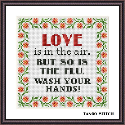 Love is in the air Funny romantic cross stitch pattern