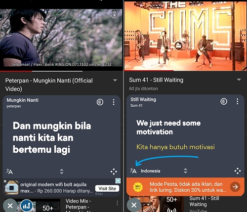 Cara Otomatis Menampilkan Lirik Lagu di Youtube Android