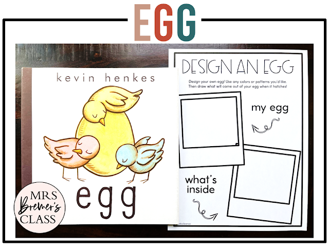 Egg by Kevin Henkes book activities unit with read aloud companion printables, reading comprehension worksheets, literacy lesson ideas, and a craft for Kindergarten, First Grade, and Second Grade