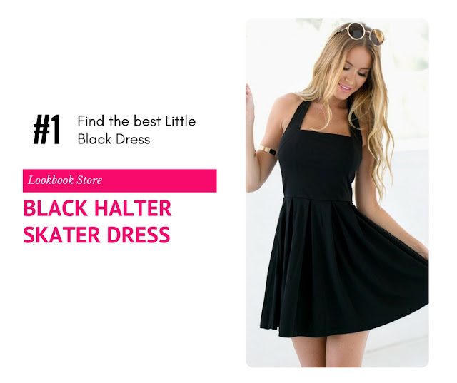 Black Halter Skater Dress by Lookbook Store