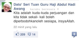
Isu berkaitan Kononya PAS diperkudakan. Ini kenyataan Terkini TG Presiden PAS
