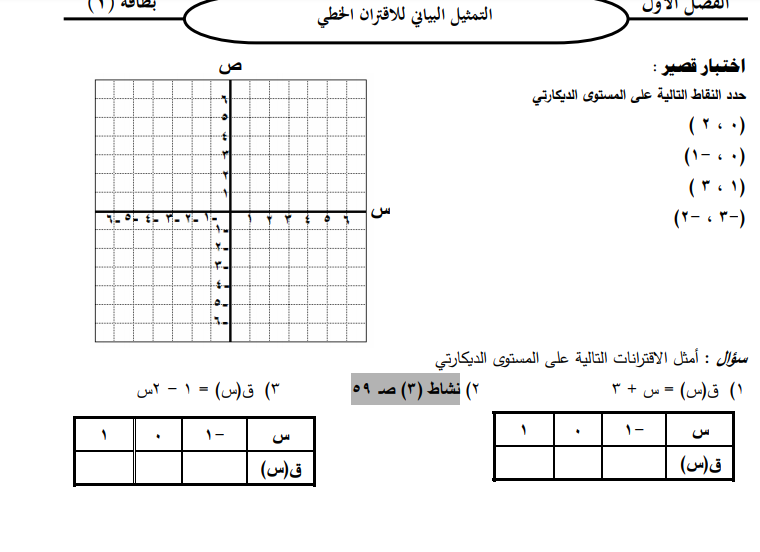 ملزمة الطالب المتميز في (الاحصاء) لمبحث الرياضيات للصف التاسع الفصل الأول