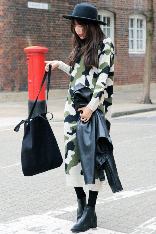 Camo Knit Long Dress