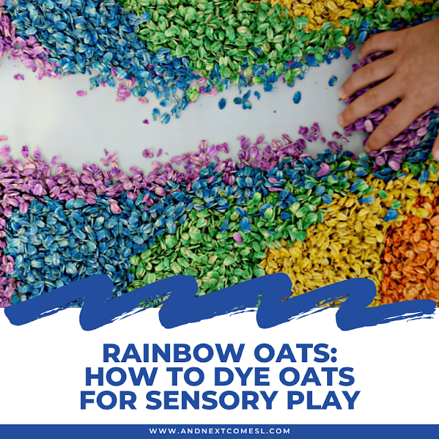 Rainbow oats: how to dye oats for sensory play