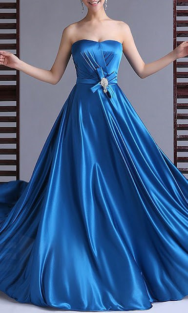 blue satin full length prom dresses KSP037