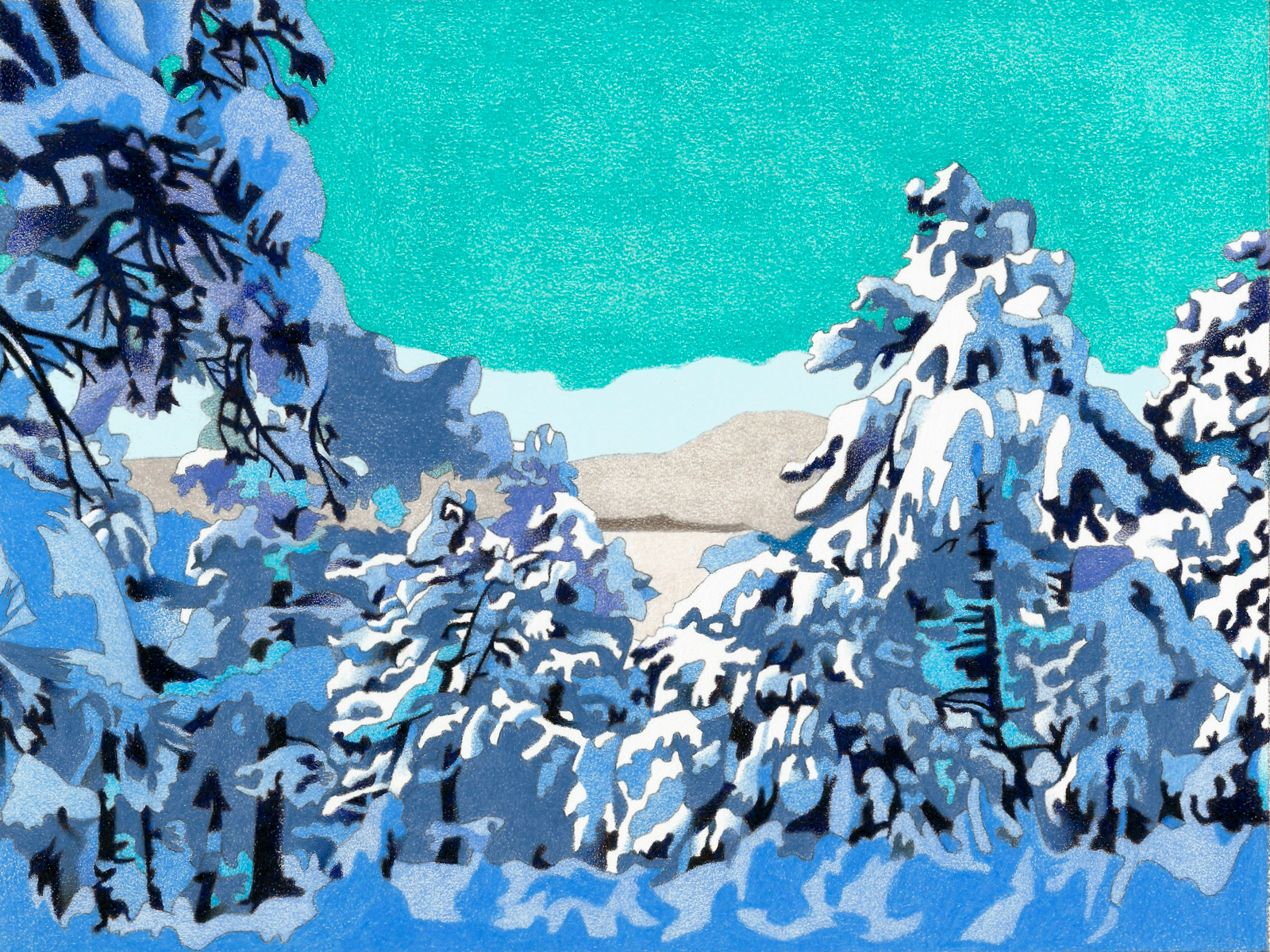 Guardians Of Snow Colored Pencil Drawing