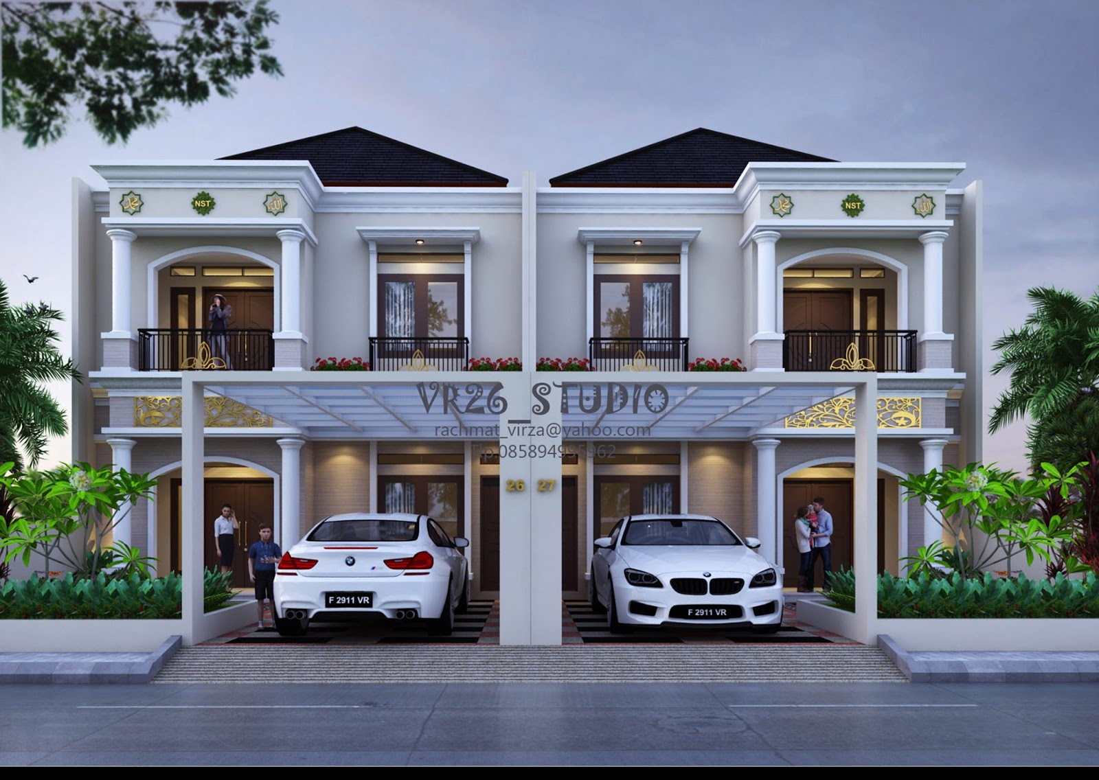 3D visualizer Desain  rumah  modern  klasik  2  lantai 