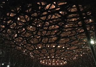 close-up pic of underneath lit Hive at Christmas at Kew 2016