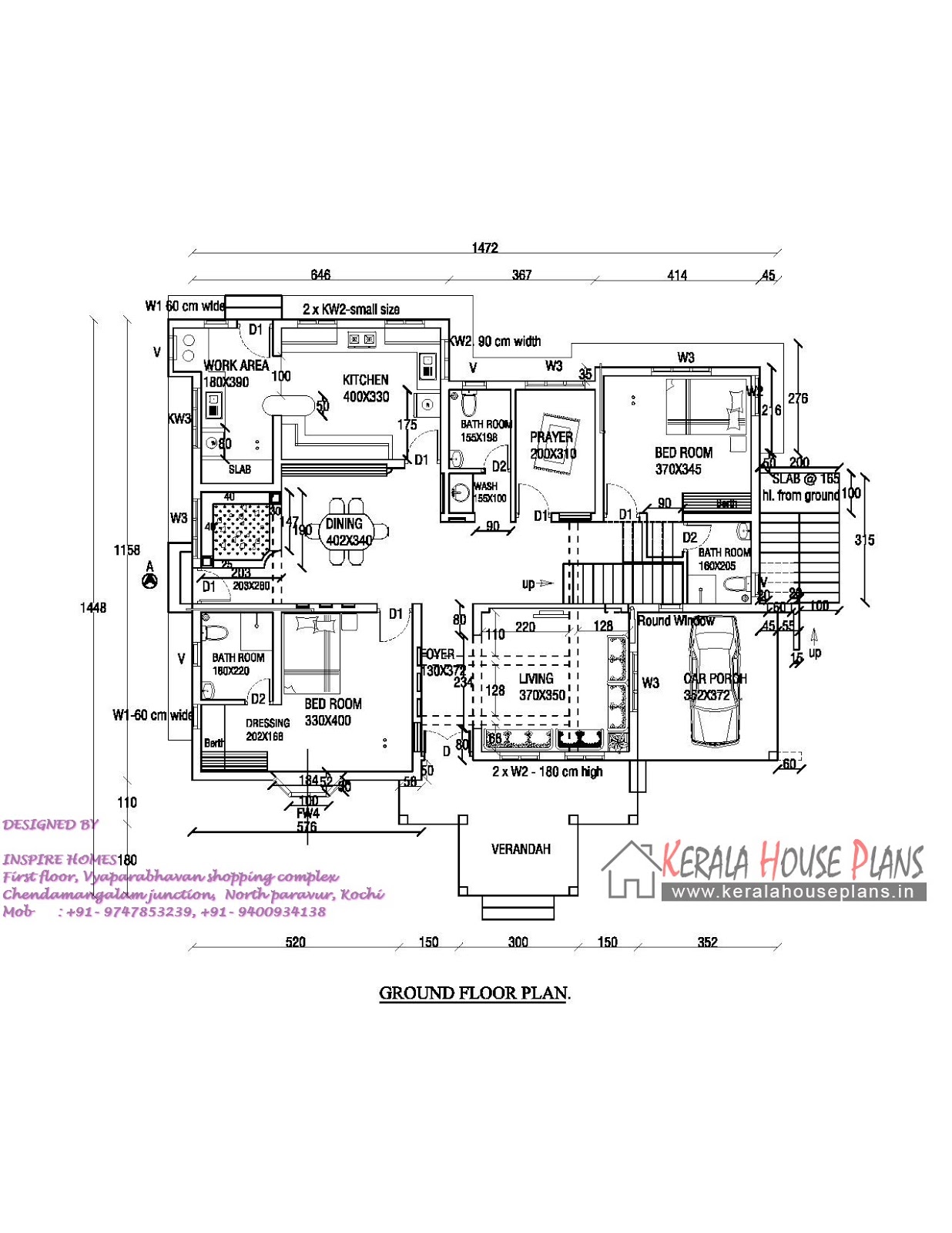  Kerala  home  elevation and plan  with 4 Bed room